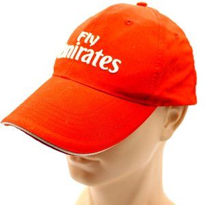 Fly Emirates Unisex Red Baseball Hat Cap Red Adjustable Strap Back Embroidered